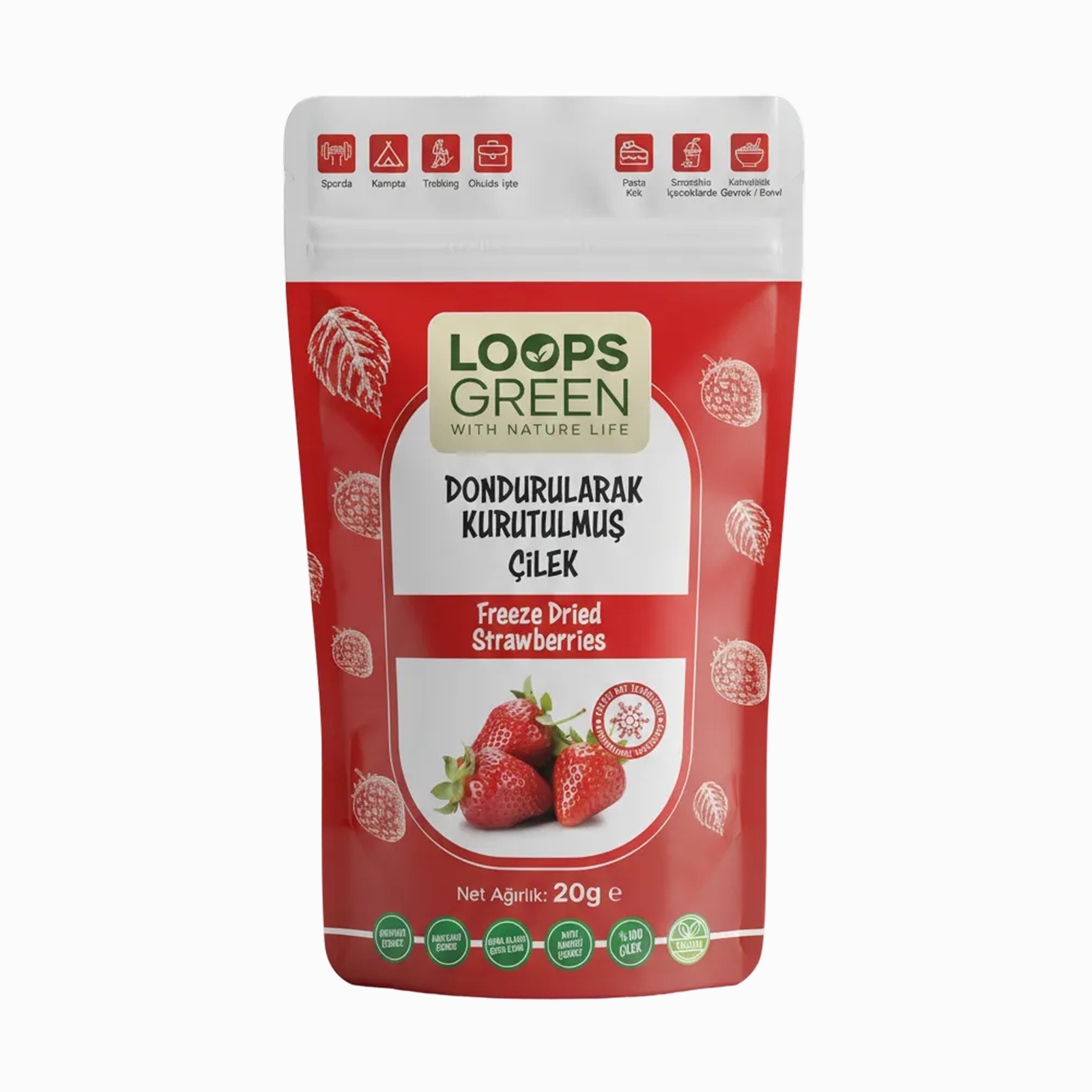 Dondurularak Kurutulmuş Çilek 20Gr