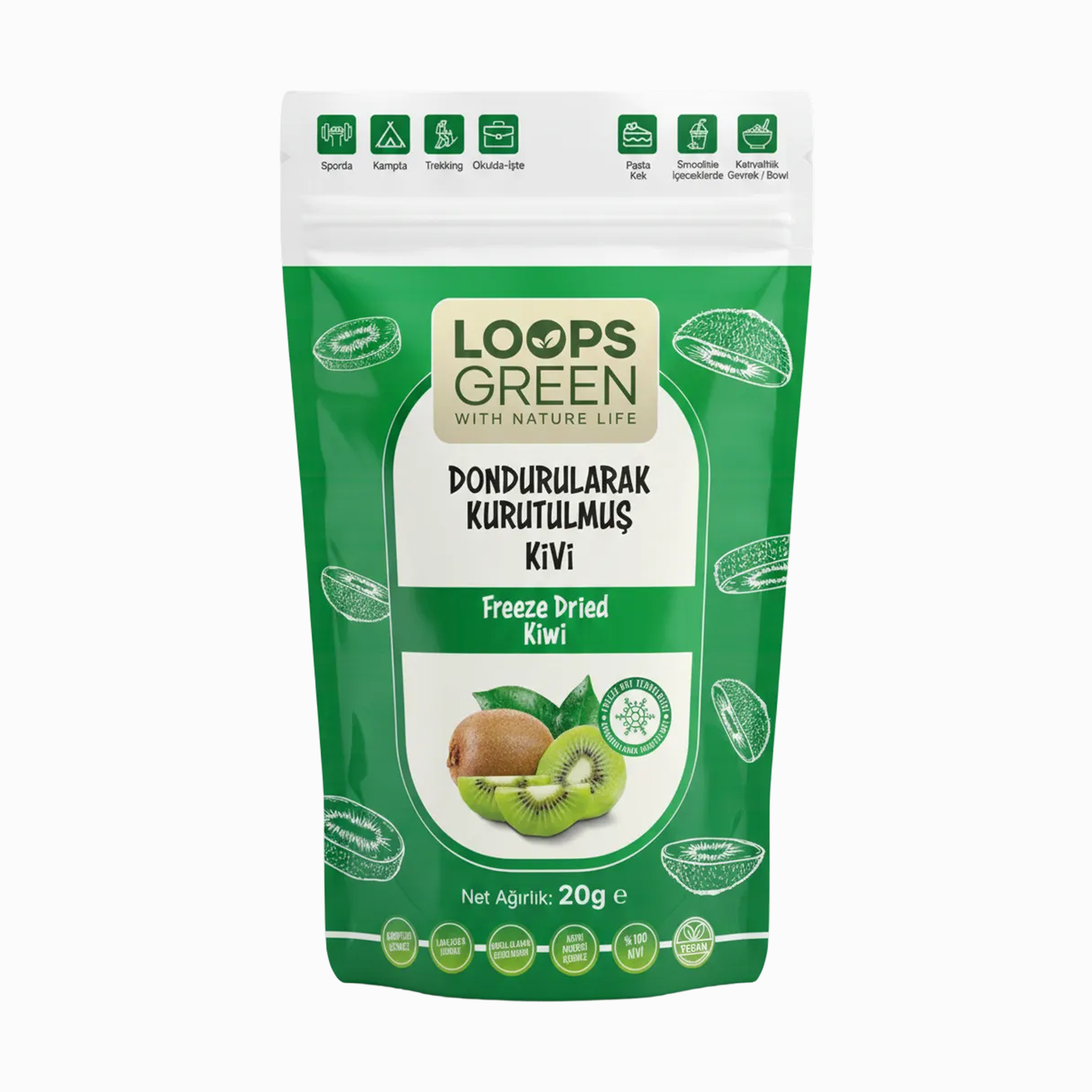 Dondurularak Kurutulmuş Kivi 20Gr